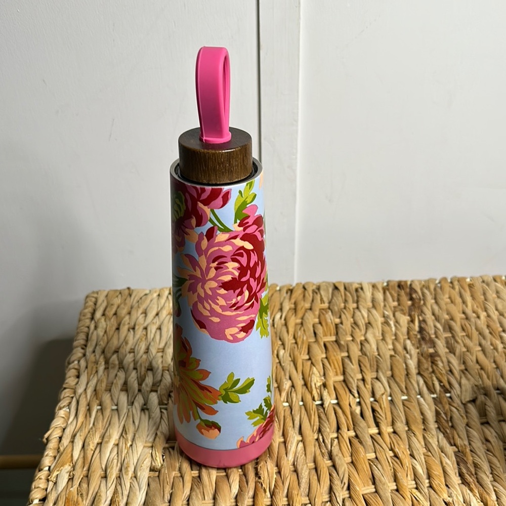 Floral pioneer woman Insulated‎ Water Bottle with Pink Lid